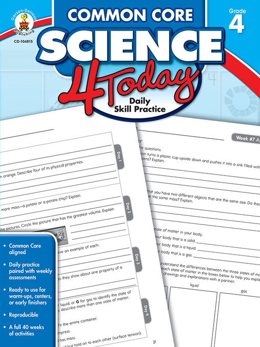 Title details for Common Core Science 4 Today, Grade 4: Daily Skill Practice by Carson Dellosa Education - Wait list